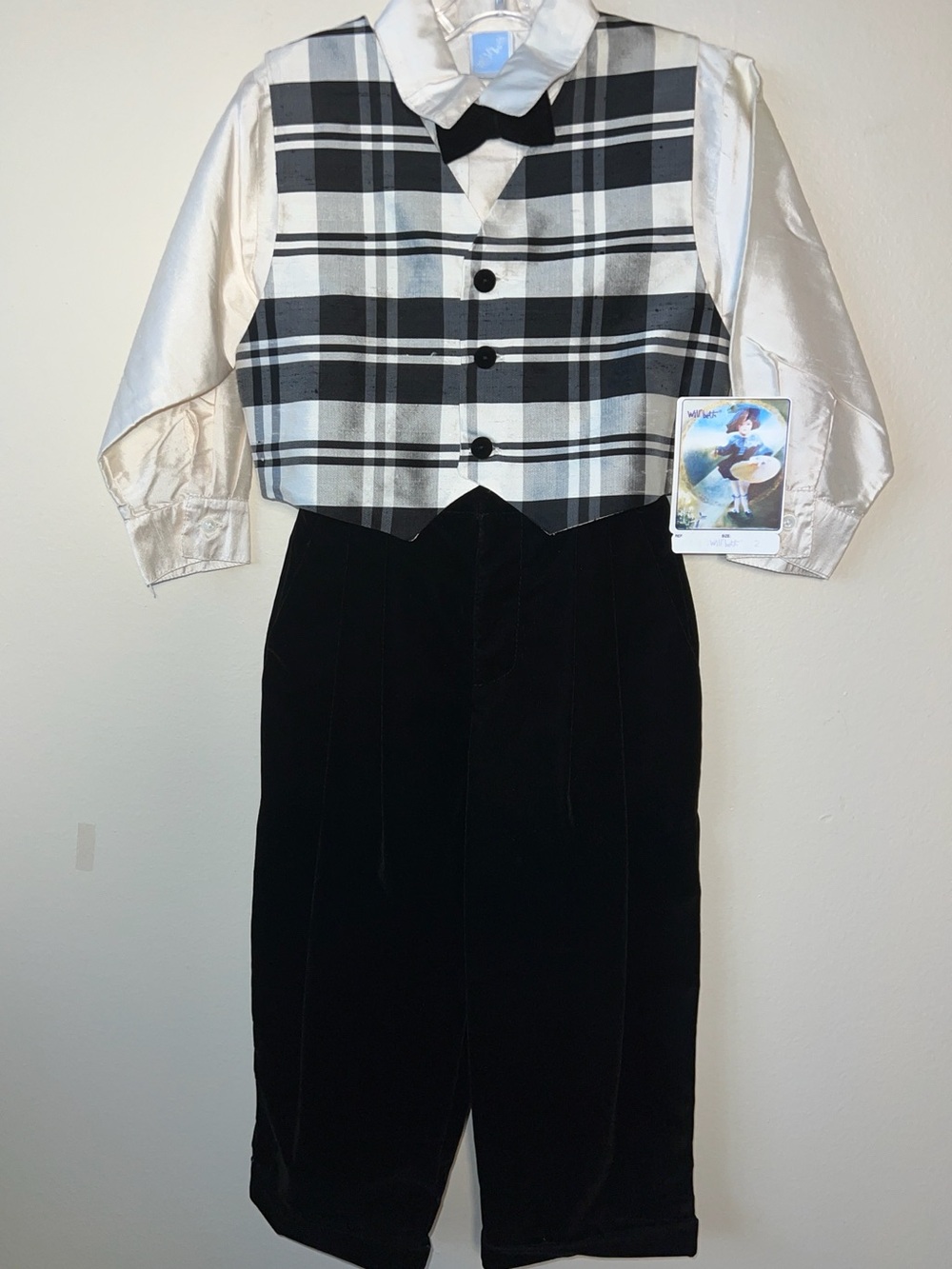 Vintage Will'Beth Boys Formal Plaid Vest Set Size 2T NWT